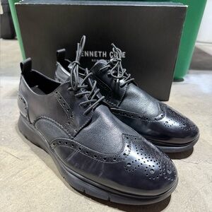 Kenneth Cole New York Trent Flex Lace-Up Wingtip Shoes Men’s Black Size 11.5 M